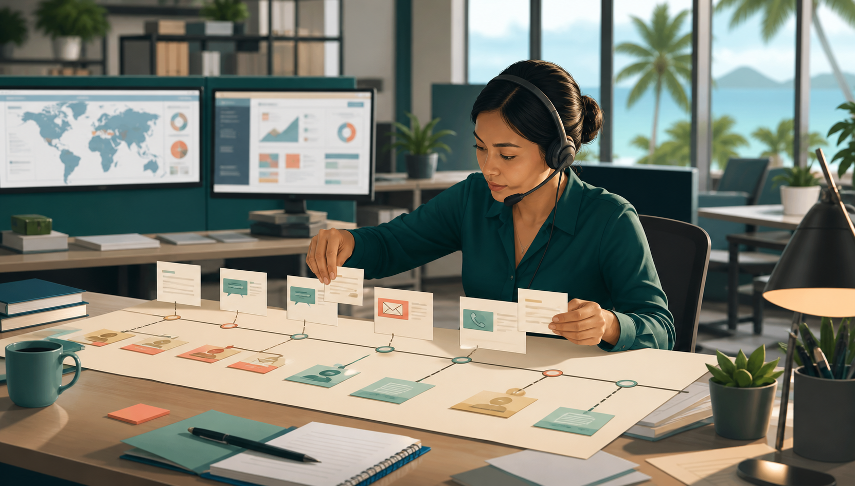 Offboarding an offshore operations role with evidence editorial illustration