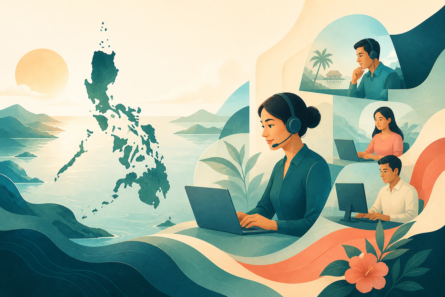 Customer case evidence for Philippines support editorial illustration
