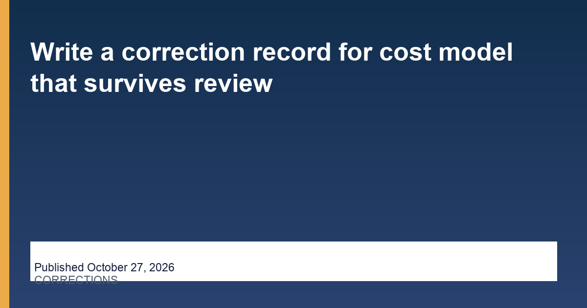 Write a correction record for cost model that survives review