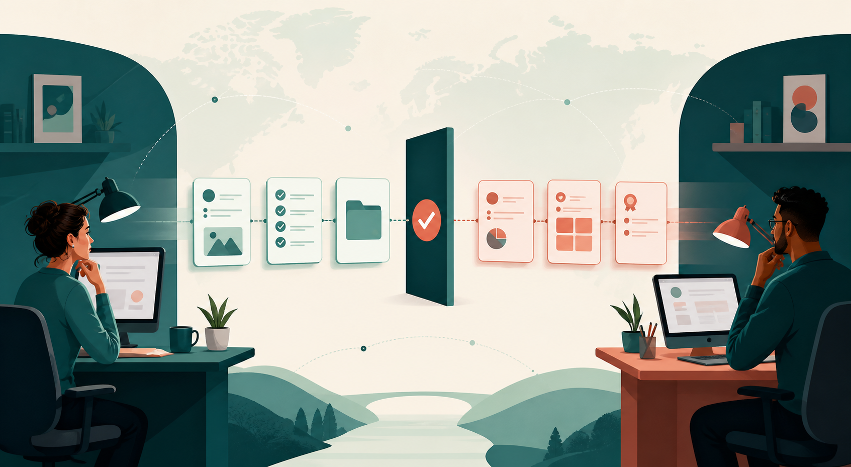 Handoff continuity evidence in Philippines support operations editorial illustration