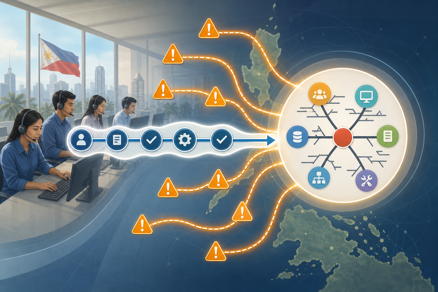 Source reliability in Philippines outsourced operations research editorial illustration